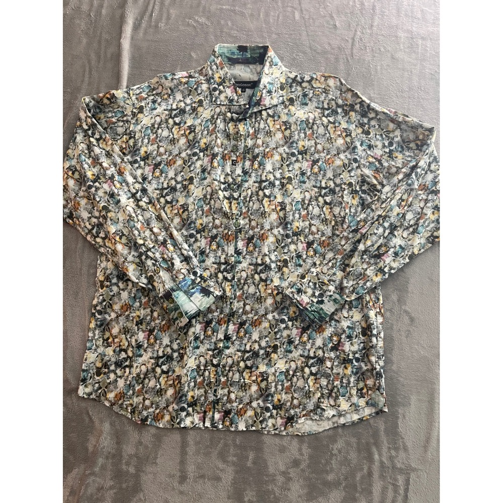 Bogosse Mens Abstract Print Button Down Shirt Multi Color G DAVID-72 Size 6 XXL